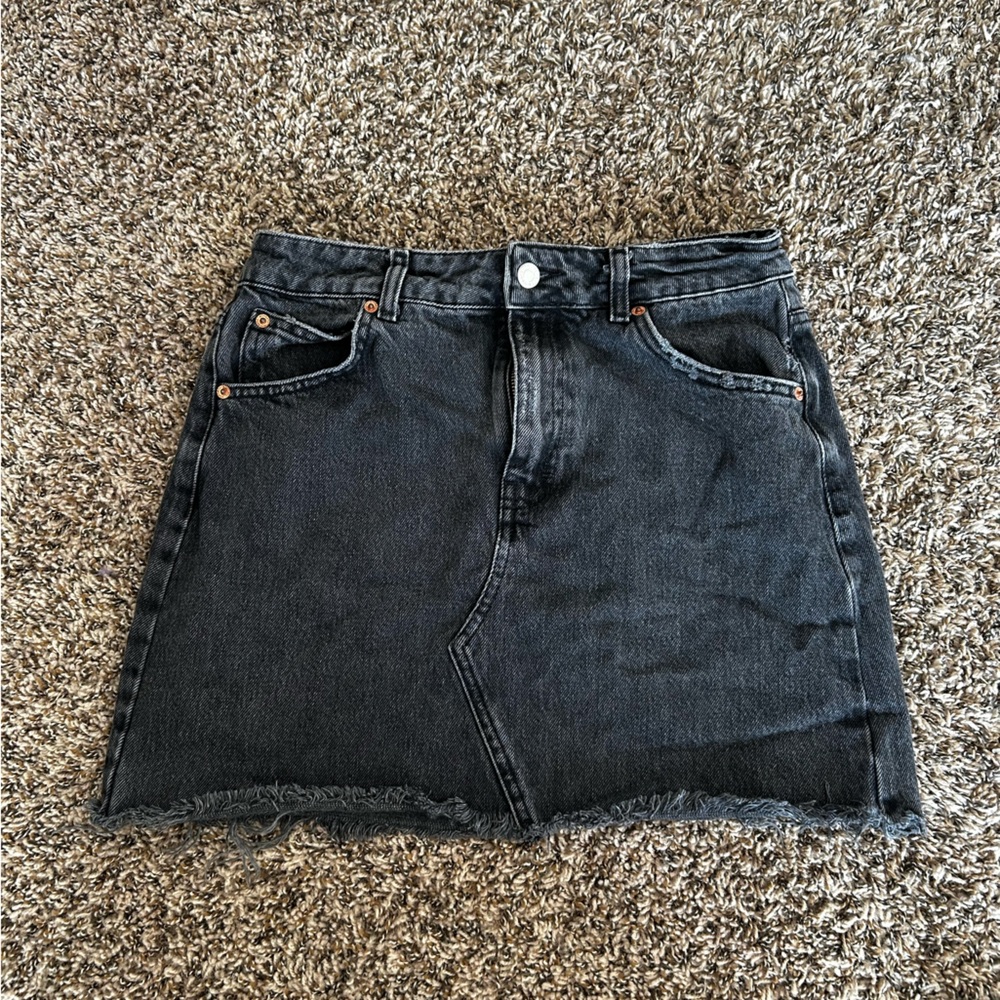 Topshop Black Denim Skirt